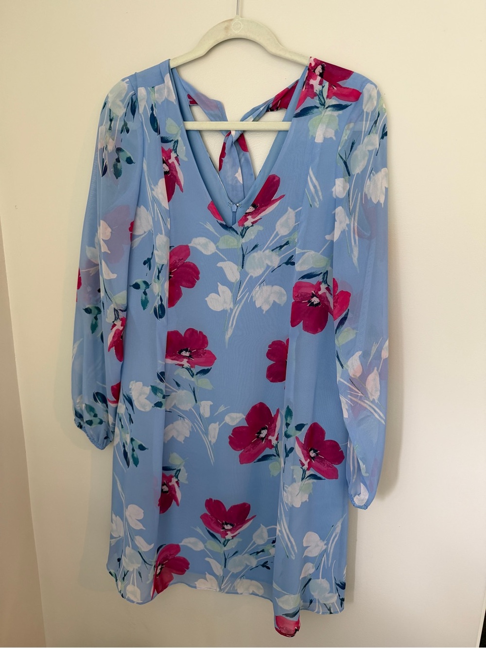 INC International Concepts Blue Floral Shift Dress with Pink Blooms